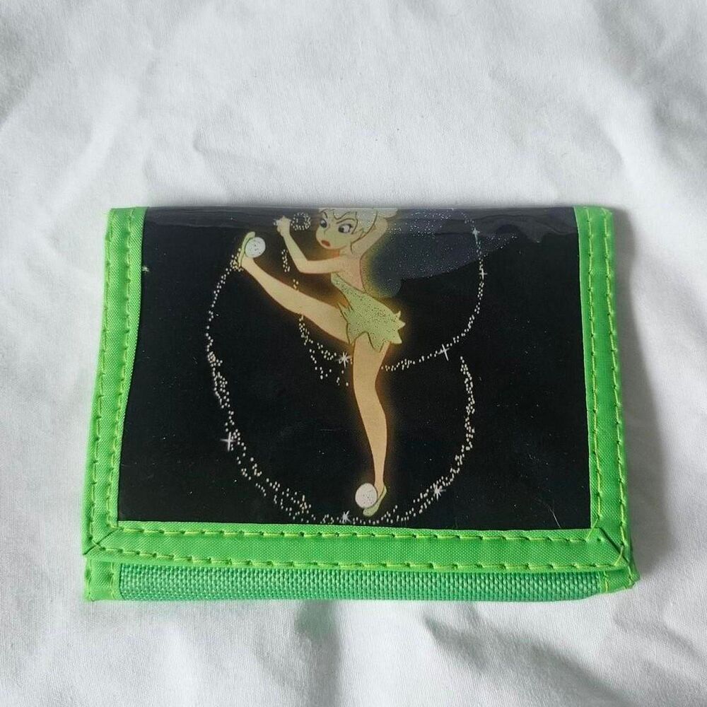 Vintage deadstock tinkerbell green black wallet
